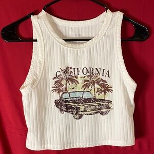 SHEIN White California Graphic Crop Top